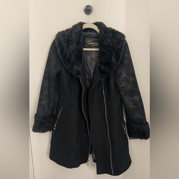 Guess Jackets & Blazers - Vintage Guess black fur and suede coat